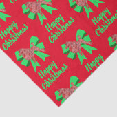 Papier Mousseline Poodle Silhouette Rouge Chien de Noël & Bow Vert (Détail)