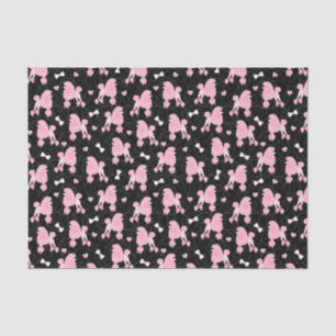Papier Mousseline Poodles roses et vaches Motif noir