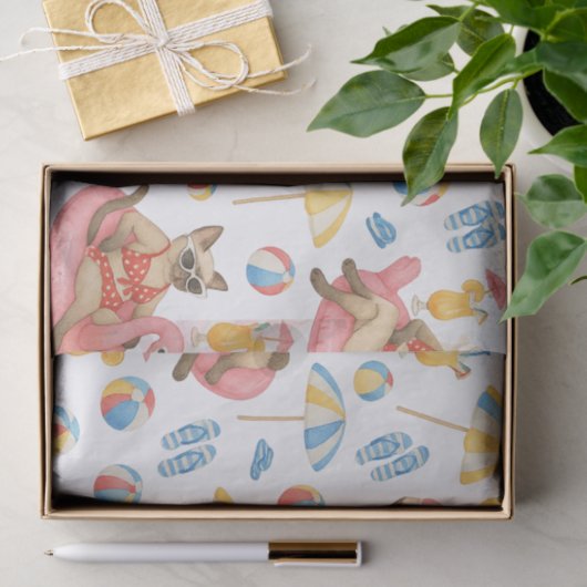 Papier Mousseline Pool Party for Siamese Cat lovers  (Cadeau)