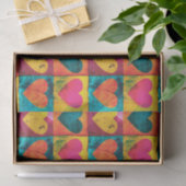 Papier Mousseline Pop Art Bright Distressed Heart Motif (Cadeau)