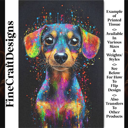 Papier Mousseline Pop Art couleur mignon Dachshund Chig AX4 Découpag