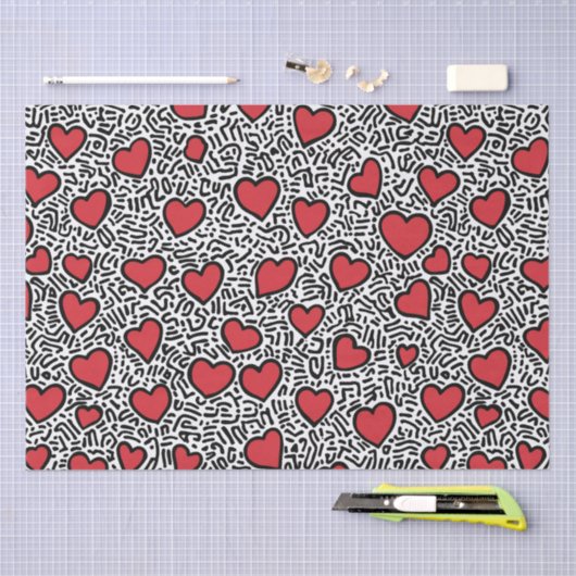 Papier Mousseline Pop Art Heart Motif (Artisanat)