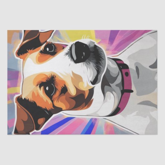Papier Mousseline Pop Art Pup : Jack Russell Terrier Decoupage (Recto)