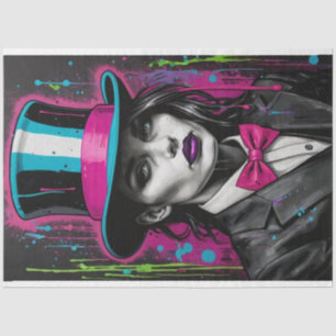 Papier Mousseline Pop Art Surrealism Femme dans la Découpage Top Hat