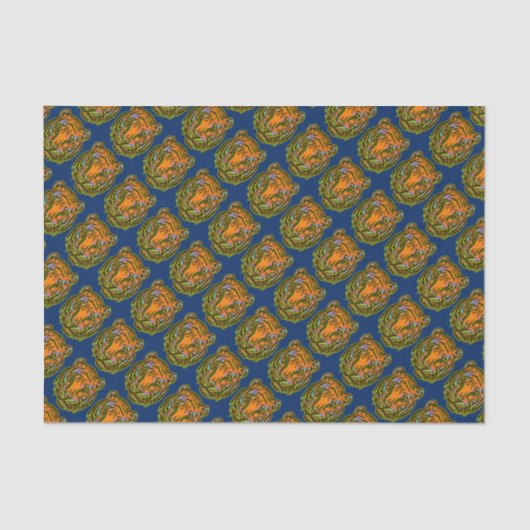 Papier Mousseline Pop Art TIGER HEAD + votre backgr. & idées (Recto)