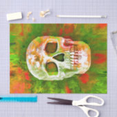 Papier Mousseline Pop crâne Art Rouge Vert Couleur Abstrait unique (Artisanat)