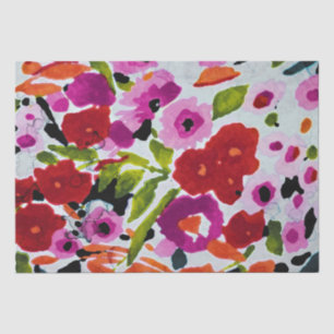 Papier Mousseline Pop de Couleur Audacieuse Fleurs Aquarelles Encre
