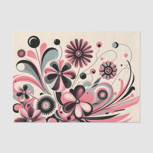 Papier Mousseline Pop de couleur rose florale (Recto)