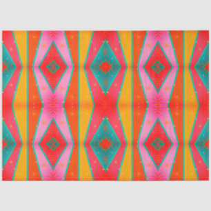 Papier Mousseline Pop Motif diamant rose orange bleu jaune
