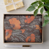 Papier Mousseline POPIES ROUGES EN FLEAU DE Pavot BLANC NOIR (Cadeau)