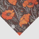 Papier Mousseline POPIES ROUGES EN FLEAU DE Pavot BLANC NOIR (Détail)