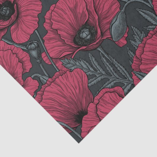 Papier Mousseline Poppies à Viva Magenta (Détail)