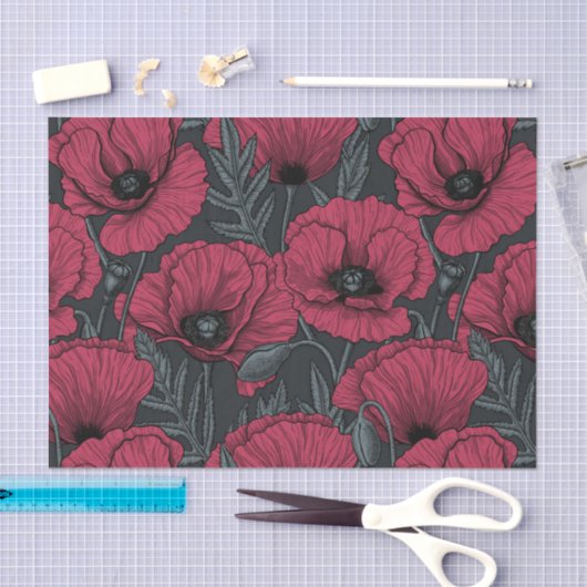Papier Mousseline Poppies à Viva Magenta (Artisanat)