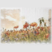 Papier Mousseline Poppies Aquarelle Paysage Découpage (Recto)