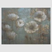 Papier Mousseline Poppies blanches avec découpage Turquoise (Recto)