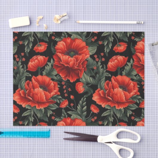 Papier Mousseline Poppies d'aquarelle (Artisanat)