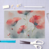 Papier Mousseline Poppies d'aquarelle rouge (Artisanat)