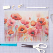 Papier Mousseline Poppies d'aquarelle rouge dans un champ (Artisanat)