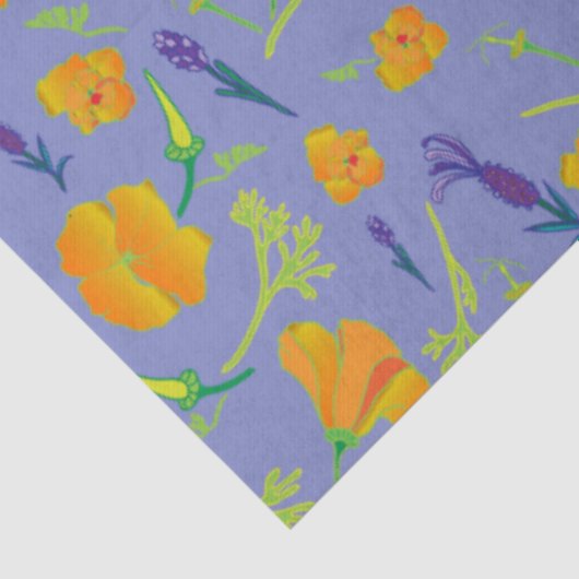 Papier Mousseline Poppies et lavande (Détail)