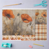 Papier Mousseline Poppies et Plaid pour découpage ou cadeau (Artisanat)