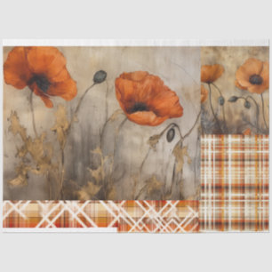 Papier Mousseline Poppies et Plaid pour découpage ou cadeau