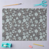 Papier Mousseline Poppies Gris Bleu Charbon Floral (Artisanat)