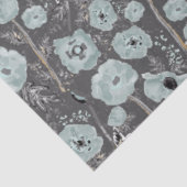 Papier Mousseline Poppies Gris Bleu Charbon Floral (Détail)