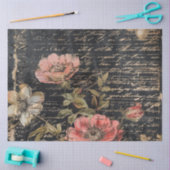 Papier Mousseline Poppies Moody Pink et White Floral (Artisanat)