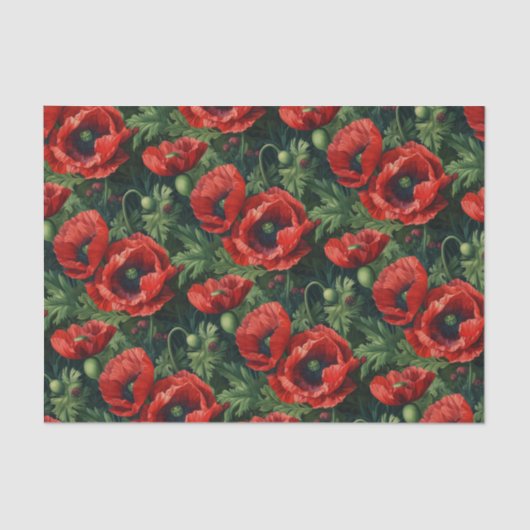 Papier Mousseline Poppies rouges (Recto)