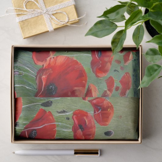 Papier Mousseline Poppies rouges (Cadeau)