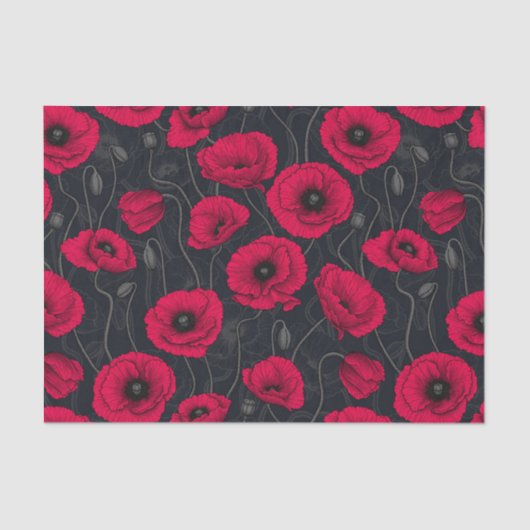 Papier Mousseline Poppies rouges (Recto)