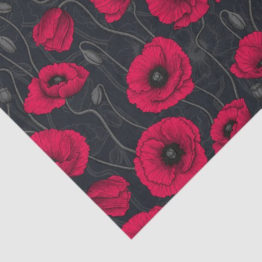 Papier Mousseline Poppies rouges (Détail)