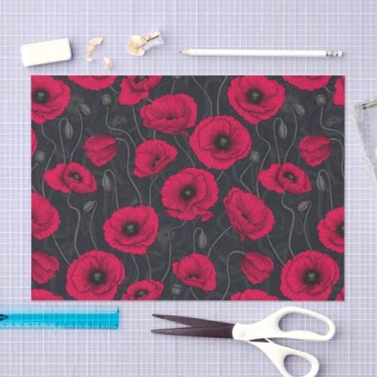 Papier Mousseline Poppies rouges (Artisanat)