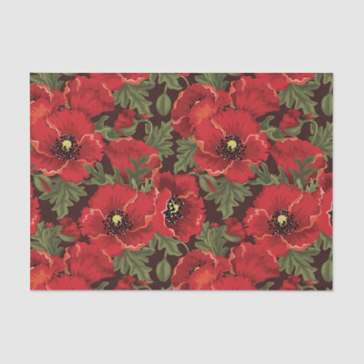 Papier Mousseline Poppies rouges BOLD et Ladybug moderne modèle flor (Recto)