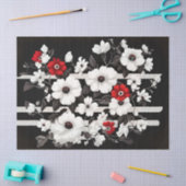 Papier Mousseline Poppies rouges et blanches sur la page de découpag (Artisanat)