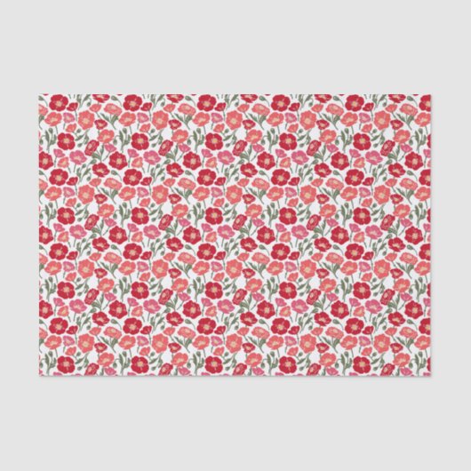 Papier Mousseline Poppies rouges florales (Recto)