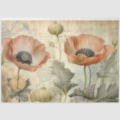 Papier Mousseline Poppies rustiques antiques Ephemera Découpage (Recto)