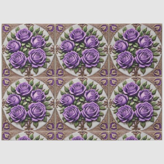 Papier Mousseline Populaire violet Roses belle collection (Recto)