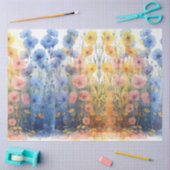 Papier Mousseline Populations d'aquarelle de découpage bleu et jaune (Artisanat)