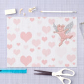 Papier Mousseline Porc de vol et coeurs roses (Artisanat)