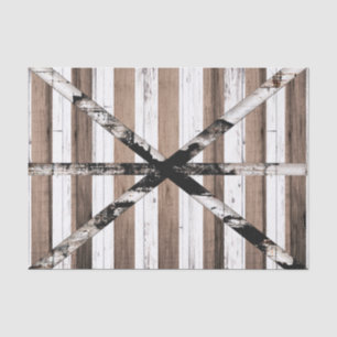 Papier Mousseline Porte de grange rustique multi-bois blanc et marro
