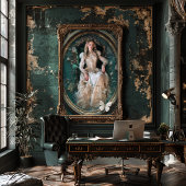 Papier Mousseline Portrait Art Edwardian Era Emerald Green