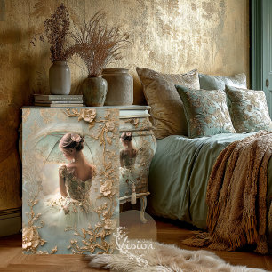Papier Mousseline Portrait baroque de ballerine vintage à l'élan sil