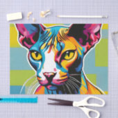 Papier Mousseline Portrait Chat Sphynx Pop Art (Artisanat)