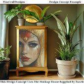 Papier Mousseline Portrait, Coiffure Or, Red Lips BV3 Découpage