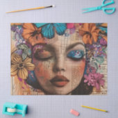 Papier Mousseline Portrait d'art en collage multimédia (7) (Artisanat)