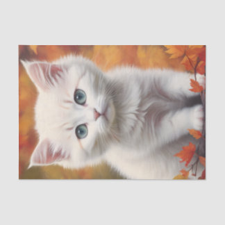 Papier Mousseline Portrait d'automne de Kitten blanc