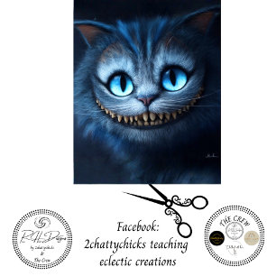 Papier Mousseline Portrait de chat fantaisie souriant bleu découpé