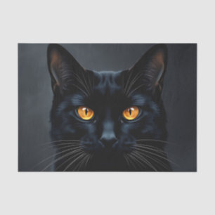 Papier Mousseline Portrait de chat noir avec yeux jaunes