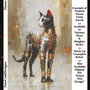 Papier Mousseline Portrait de chat Steampunk métallique EM5L découpa